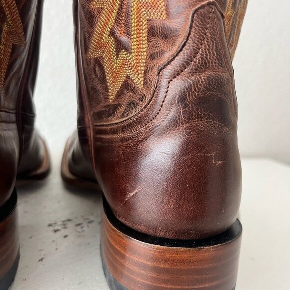 Rod Patrick Mens Cowboy Boots 9.5B Perro Loco Brown Leather Western Square Toe - Picture 4 of 14